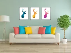 Deer - Blå Plakat (21x29.7 cm (A4))