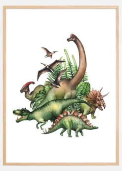 Dinos in the jungle Plakat (21x29.7 cm (A4))