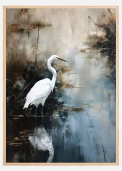 Egret in Lake Plakat (21x29.7 cm (A4))