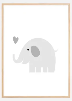 Elefant Solo - tåget grå Plakat (30x40 cm)