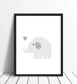 Elefant Solo - tåget grå Plakat (30x40 cm)