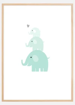 Elefant Triss - Isblå Plakat (30x40 cm)