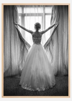 Elegant bride at big window Plakat (21x29.7 cm (A4))