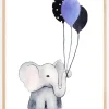 Elephant With Balloons Plakat (21x29.7 cm (A4))