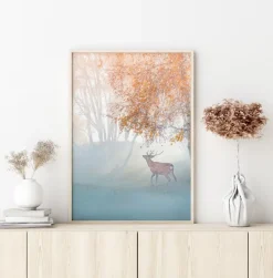 Elk Lost In Mist Plakat (21x29.7 cm (A4))