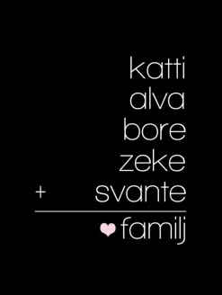 Familieregnestykke Sort - 5 Navn (21x29,7 cm (A4))