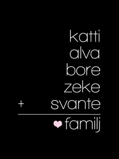 Familieregnestykke Sort - 5 Navn (21x29,7 cm (A4))