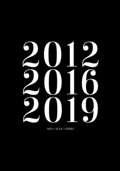 Familietavle - 3 Fødselsår & Navn - Sort (21x29,7 cm (A4))