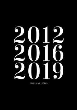 Familietavle - 3 Fødselsår & Navn - Sort (21x29,7 cm (A4))