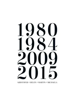 Familietavle - 4 Fødselsår & Navn - Hvid (21x29,7 cm (A4))