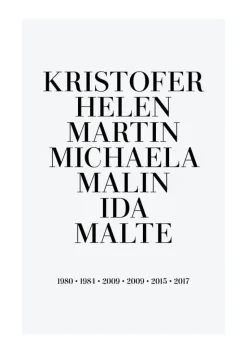 Familietavle - 7 Fødselsår & Navn - Grå (21x29,7 cm (A4))