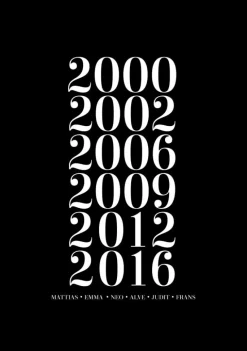 Familietavle - 6 Fødselsår & Navn - Sort (21x29,7 cm (A4))