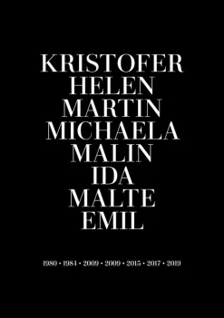 Familietavle - 8 Navn & Fødselsår - Sort (21x29,7 cm (A4))