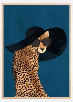 Fashionable Cheetah wearing a sunhat Plakat (21x29.7 cm (A4))