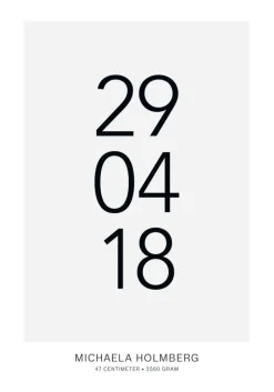 Fødselstavle II - Grå (21x29,7 cm (A4))