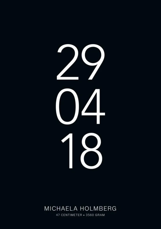 Fødselstavle II - Sort (21x29,7 cm (A4))