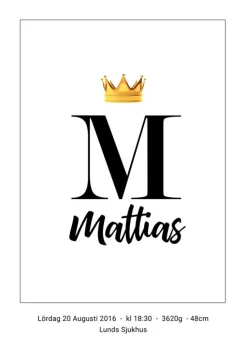 Fødselstavle Krone (21x29,7 cm (A4))