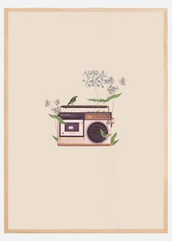 Floral vintage radio Plakat (21x29.7 cm (A4))