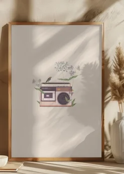 Floral vintage radio Plakat (21x29.7 cm (A4))