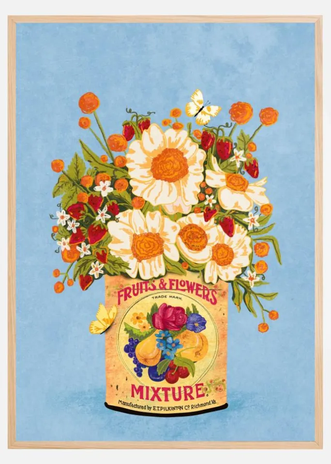 Flowers In a Vintage Tea Can Plakat (21x29.7 cm (A4))