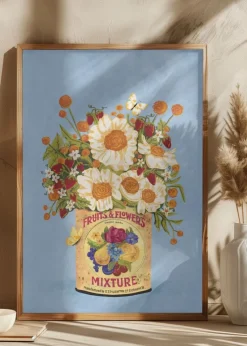 Flowers In a Vintage Tea Can Plakat (21x29.7 cm (A4))
