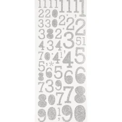 Focus Glitterstickers Sølv Numbers