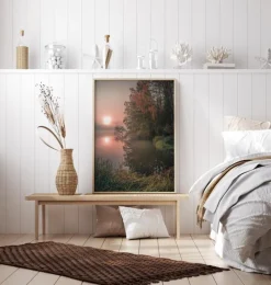 Foggy Fall Lake Plakat (21x29.7 cm (A4))