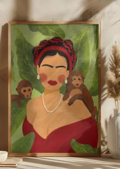 Frida and Monkeys Plakat (21x29.7 cm (A4))