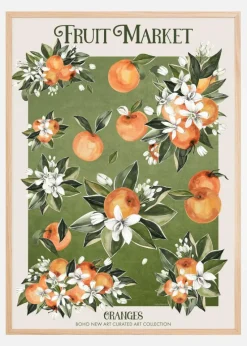 Fruit Market - Boho Oranges Plakat (21x29.7 cm (A4))