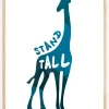 Giraffe stand tall - Blå Plakat (21x29.7 cm (A4))