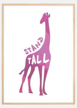 Giraffe stand tall - Rosa Plakat (21x29.7 cm (A4))