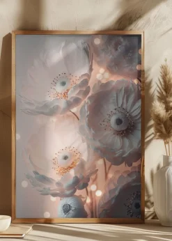 Glowing Patel Pink Flowers Plakat (21x29.7 cm (A4))