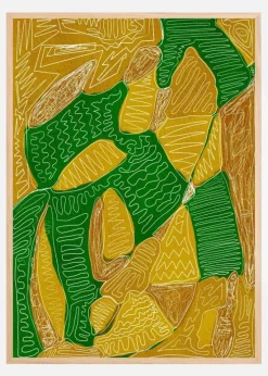 Gold and green abstract Plakat (21x29.7 cm (A4))