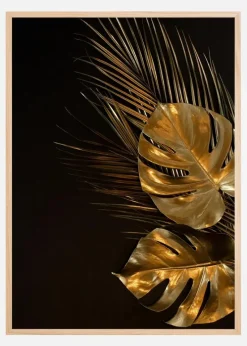 Golden Monstera Plakat (21x29.7 cm (A4))