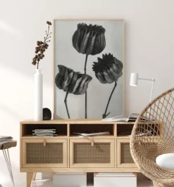 Grey Flower V Plakat (21x29.7 cm (A4))