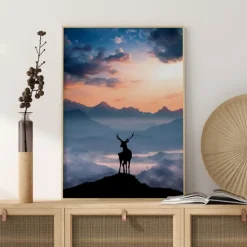 Heavenly Blue Deer Plakat (21x29.7 cm (A4))
