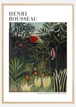 Henri Rousseau - Monkeys And Parrot In The Virgin Forest Plakat (21x29.7 cm (A4))