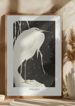 Heron In The Snow Plakat (21x29.7 cm (A4))