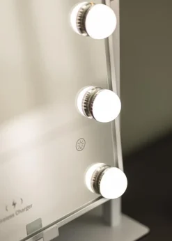 KAILA Makeupspejl Hollywood 12 med Trådløs Oplader Hvid 30x41 cm