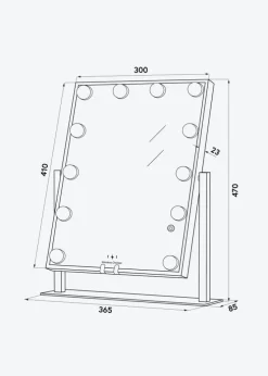 KAILA Makeupspejl Hollywood 12 med Trådløs Oplader Hvid 30x41 cm