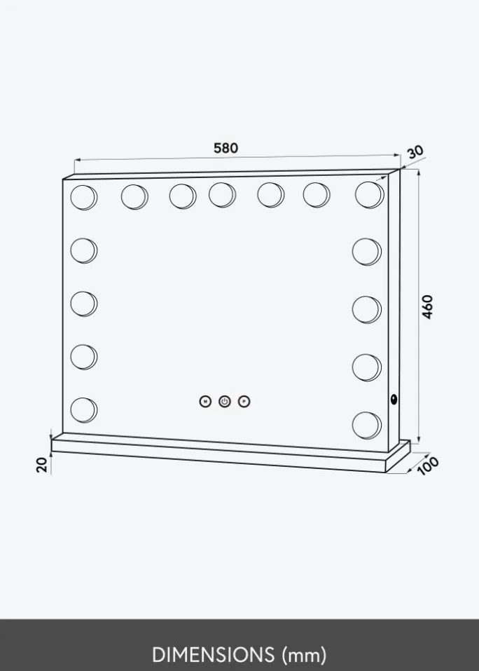 KAILA Makeupspejl Hollywood 15 Hvid 58x46 cm