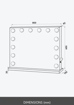 KAILA Makeupspejl Hollywood Edge 14 E27 Sort 80x65 cm