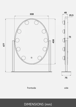 KAILA Makeupspejl IV Sort - 34x47 cm