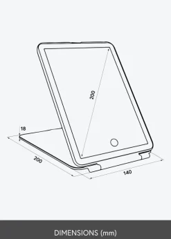 KAILA Makeupspejl Travel LED Genopladelig Sort 14x20 cm