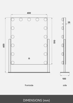 KAILA Makeupspejl VI Sort- 46x60 cm