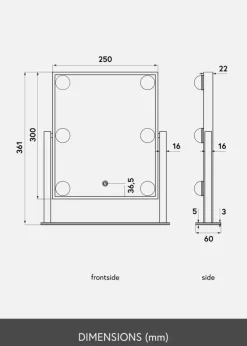 KAILA Makeupspejl VII Sort - 30x36 cm