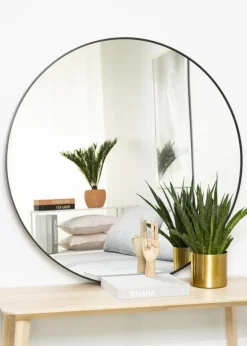 KAILA Round Mirror - Edge Black 110 cm Ø