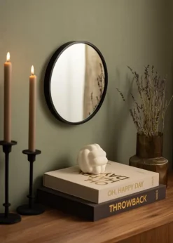 KAILA Round Mirror - Edge Black 30 cm Ø