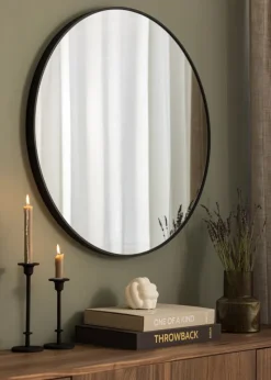KAILA Round Mirror - Edge Black 80 cm Ø