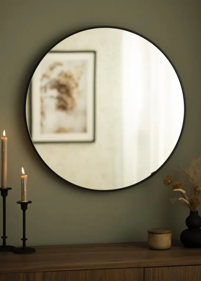 KAILA Round Mirror - Edge Black 70 cm Ø
